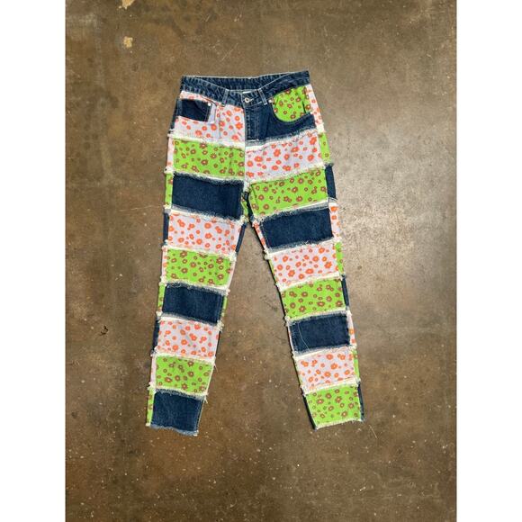 Ragged Priest Jeans Patchwork Floral High-Rise Pants - Size 30 – Retro Statement - Picture 1 of 11